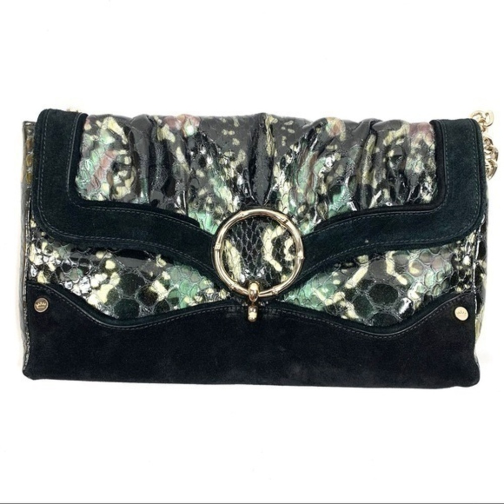 ELAINE TURNER Snakeskin Leather Tortoise Flap